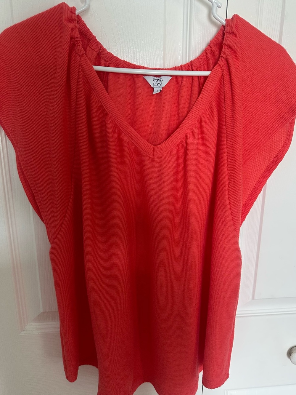 Red V-Neck Women’s Top
